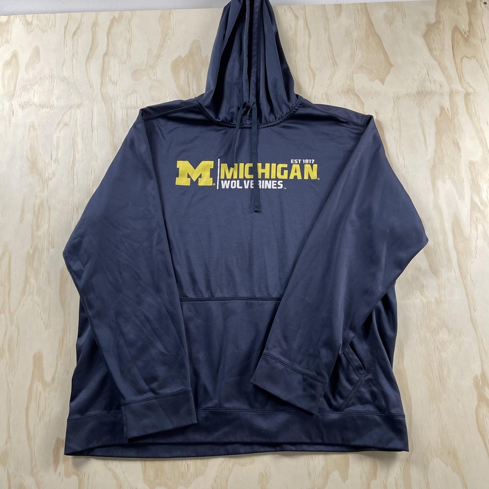 Michigan Wolverines Hoodie Sweatshirt Mens 2XL Blue NCAA Football Pullover
